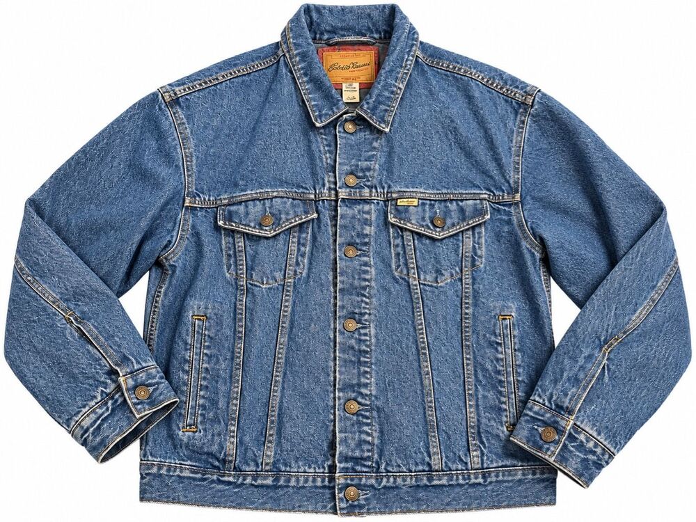 Levi Strauss Signature Vintage Plaid Flannel Lined Denim Trucker Jacket Men’s XL